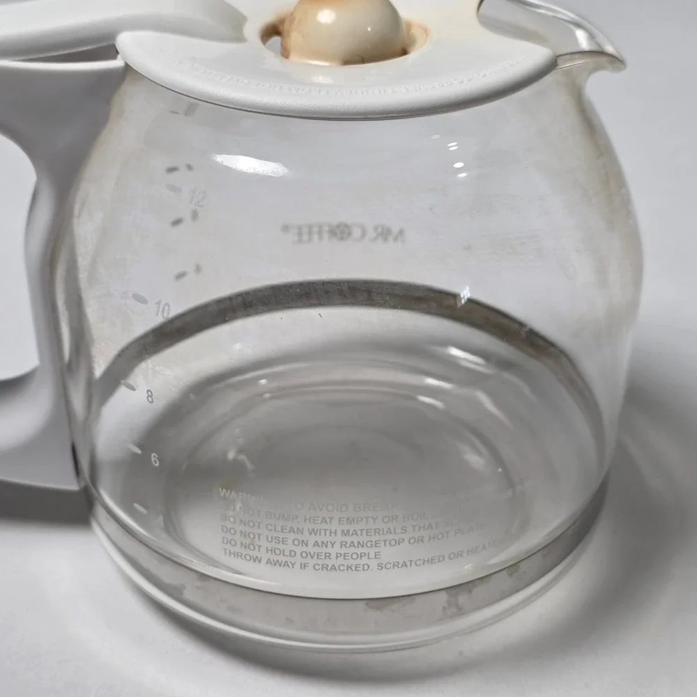 Mr. Coffee Carafe 12 Cup White Replacement Glass Pot with Lid CA1-111-4 Clear